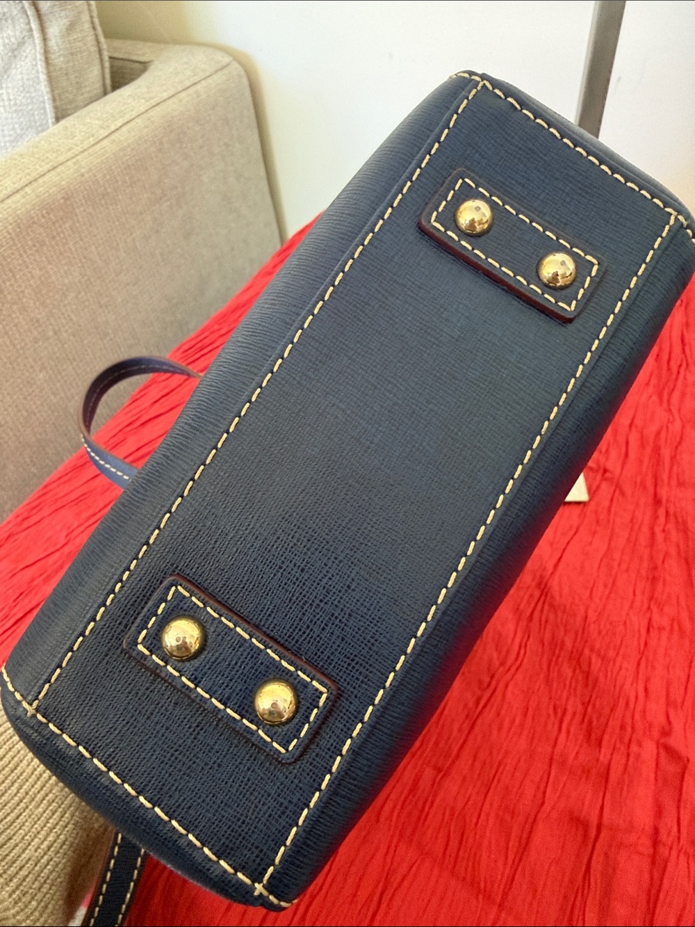 Dooney & Bourke Navy Leather crossbody Bag with Gold Hardware - Picture 9 of 12